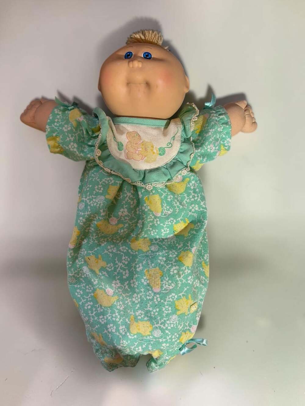 Cabbage Patch Kids Vintage 1985 Coleco era Premie Doll Blue Eyes Green Floral
